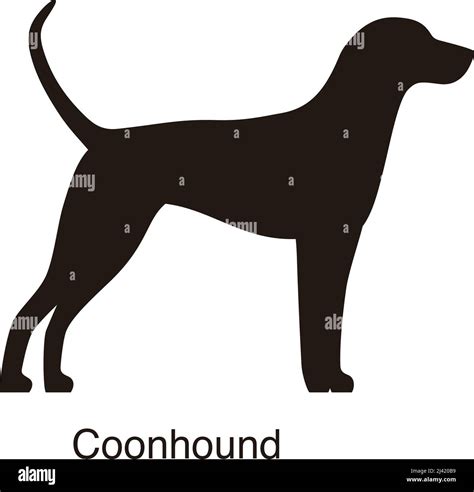 Coonhound dog silhouette, side view, vector illustration Stock Vector ...