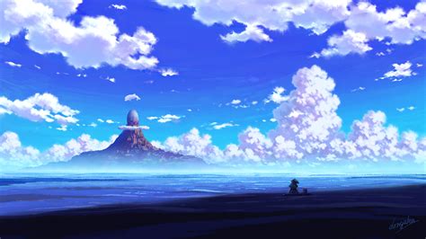 Anime Scenery Wallpaper 4K Phone Mountain and clouds digital wallpaper two anime character ...