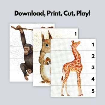 Animal Puzzles - 5 and 10 Piece Puzzles by Sam Breault | TPT