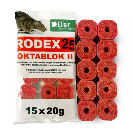 Buy Elixir GardensRodex 25 Oktablok Rat & Mouse Poison Poisoning/Killer Bait Blocks (Strongest ...