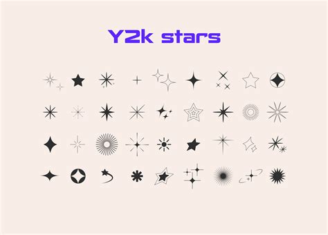 Aesthetic Y2k style. Star, bling, starburst, sparkle icons. Retro futuristic. Vector 20239112 ...