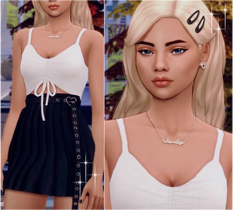 LOOKBOOK | 🌙 HAIR | CLIPS | NECKLACE | EARRINGS | TOP | SKIRT | NAILS before & after Sims Mods ...