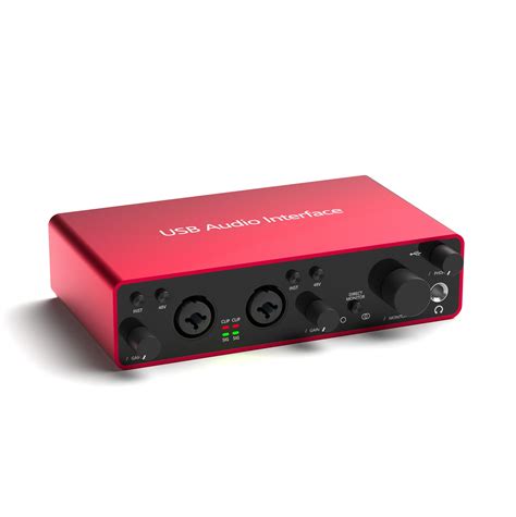 48v Phantom Power Usb Audio Interface Studio External Usb Sound Card For Xlr Podcast Recording ...