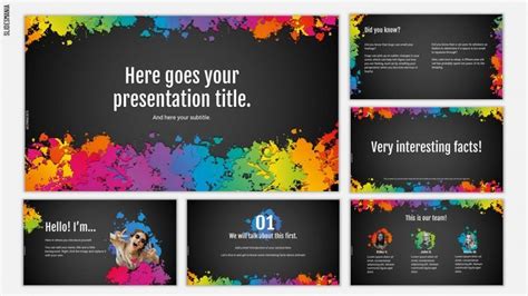 Colorful paint splashes | Free PowerPoint template & Google Slides theme