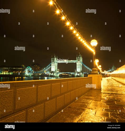 Tower Bridge in London at night Stock Photo - Alamy