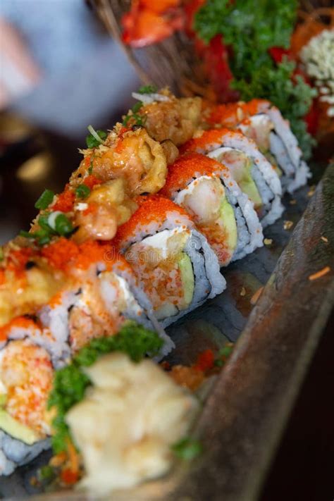 Lobster Tempura Sushi Roll stock photo. Image of japan - 121788344