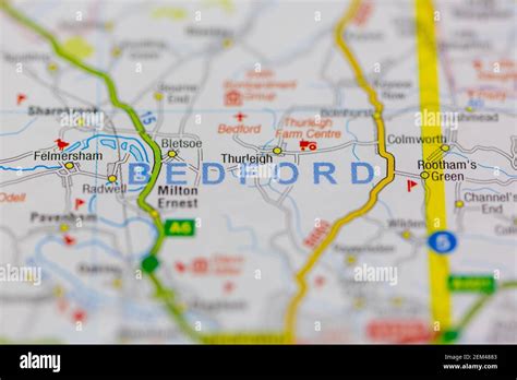 Bedford shown on a road map or geography map Stock Photo - Alamy