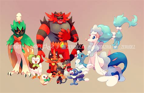 Alola Starter Family by zerudez on DeviantArt