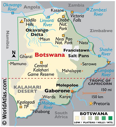 Map Of Botswana Showing All Villages