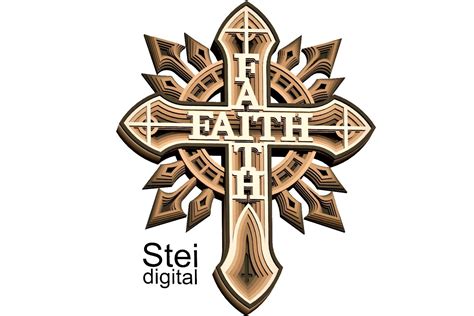 3d layered Faith cross SVG, Cross design laser cut files. (1129107 ...