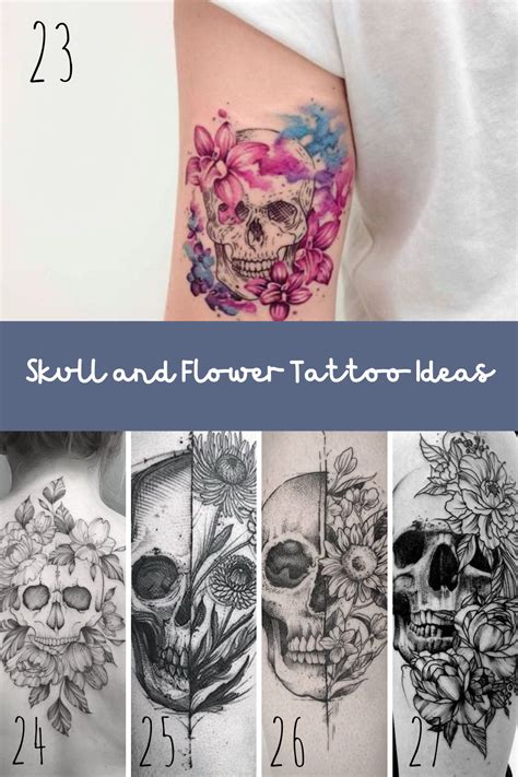 27 Beautiful Skull and Flower Tattoo Ideas