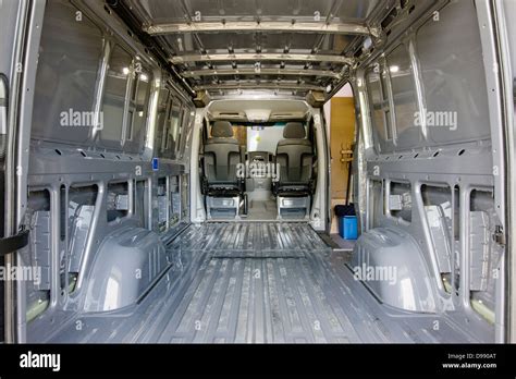 Interior view of Mercedes-Benz Sprinter Cargo Van 2500, being customized as a camper Stock Photo ...