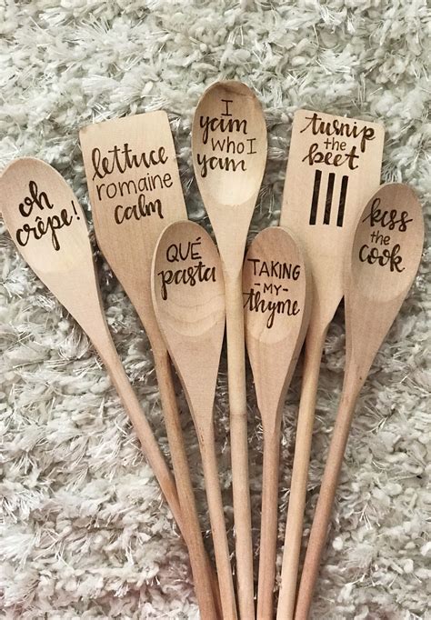 Single Wooden Spoon Woodburned Spoons Baking Puns - Etsy | Wood burning crafts, Wood burn spoons ...