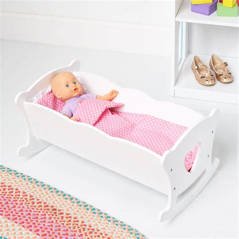 Wildkin Kids Doll Cradle|Wooden Doll Rocking Cradle for Kids-White