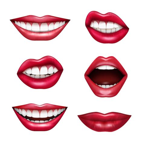 Free Vector | Mouth expressions lips body language emotions realistic ...