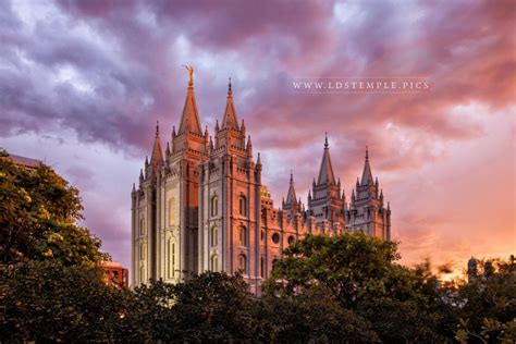 Salt Lake Temple Sunset Southwest - LDS Temple Pictures