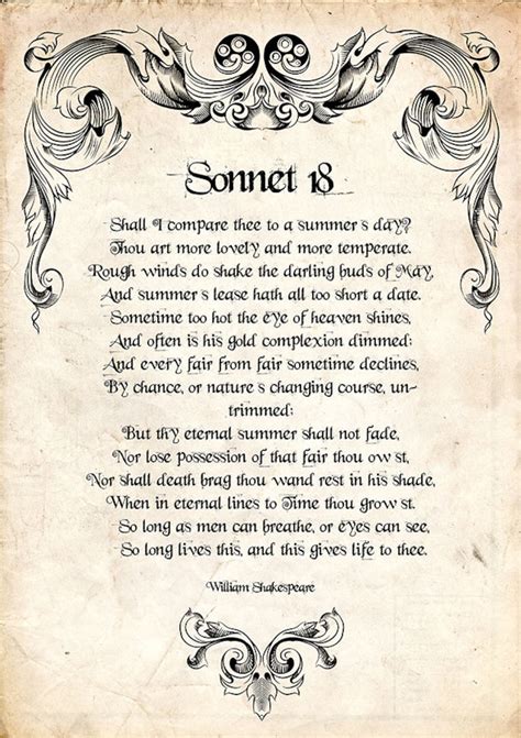 William Shakespeare Wall Art, Sonnet 18 William Shakespeare ArtWork ...