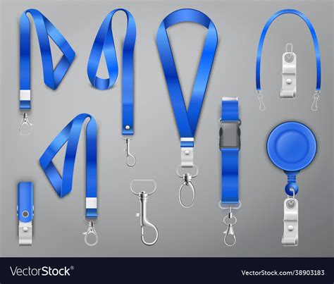 Blue lanyards with metal claw clasp Royalty Free Vector