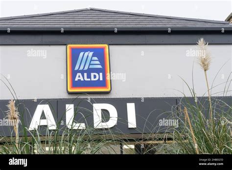 Shop logo on Exterior wall at ALDI supermarket store London England ...