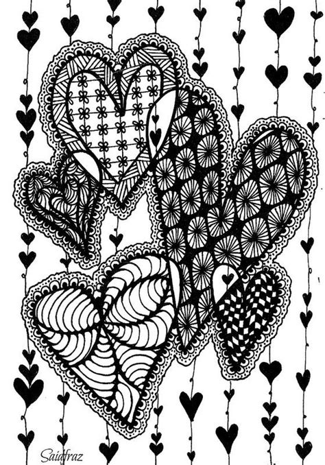 675 best images about Art: Zentangle Heart on Pinterest | Coloring pages, Heart doodle and ...