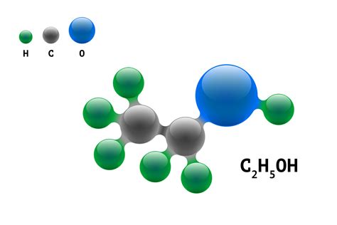 Chemistry model molecule ethanol C2H5OH scientific element formula ...