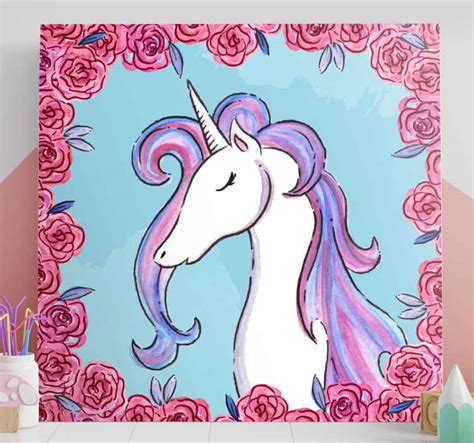 Lilac tone unicorn canvas wall art - TenStickers