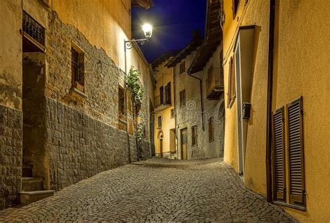 Small street at night. stock image. Image of morning - 43357617