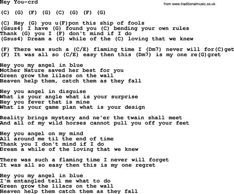 Hey You, by Gordon Lightfoot, lyrics and chords