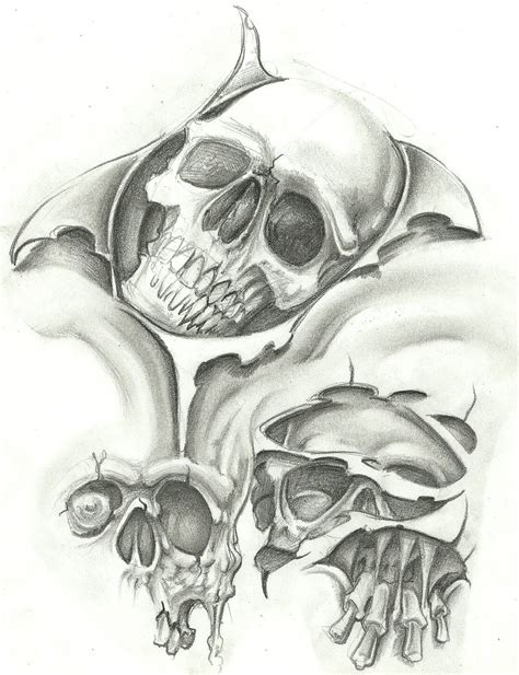 Black And Grey Tattoo Skull Flash