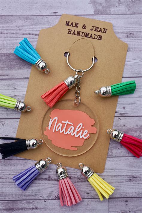 Personalized Name Keychain-round Acrylic Keychain-name Keychain With Tassel-custom Name Keychain ...