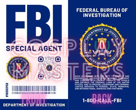 2022 FBI ID Card With Real QR Code Printable Secret Agent - Etsy Australia