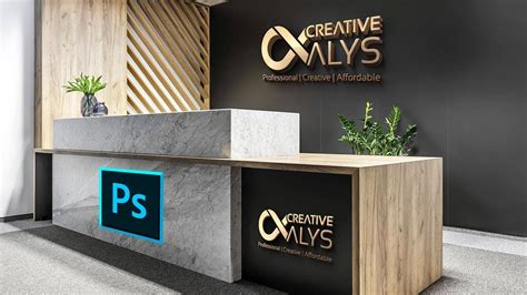 Photoshop | Create Professional Reception 3D Wall Logo Mockup - YouTube