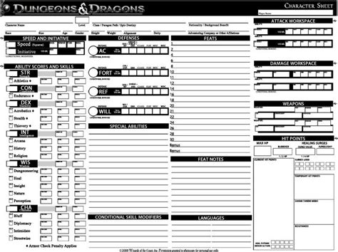 Custom DnD 4E Character Sheet by dieffenbachj on DeviantArt