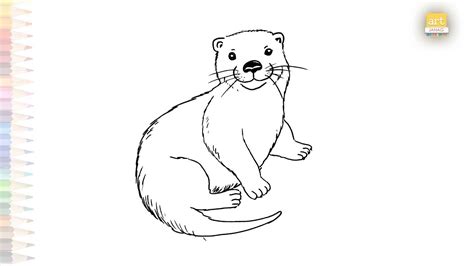 Sea Otter drawing 01 | Sea animal drawings easy | How to draw Sea Otter ...