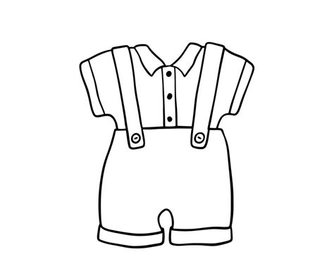 Infant boy cute clothes doodle. Outline sketch Baby clothes isolated on white 21391405 Vector ...