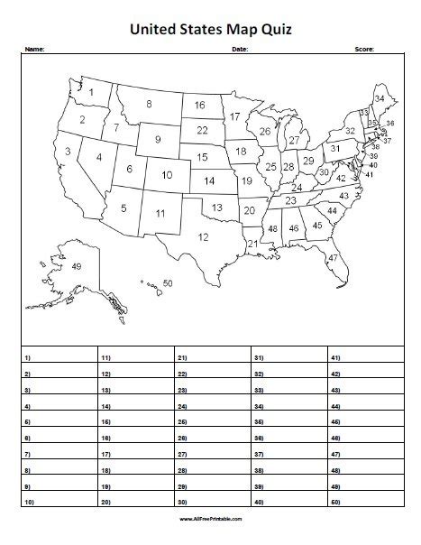 State Map Quiz Printable - Freddi Bernardina