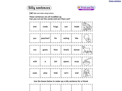 Silly Sentences Worksheet for 3rd Grade | Lesson Planet