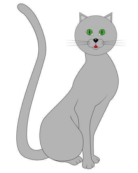 drawing a gray cat with green eyes 7725829 Vector Art at Vecteezy