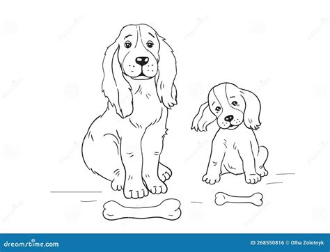 Dog Coloring Page. Realistic Dog Drawing . Printable for Kids Stock Illustration - Illustration ...