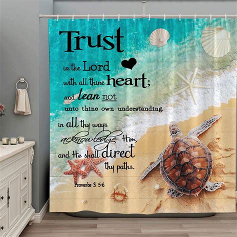 Amazon.com: ZZYSKS Ocean Beach Shower Curtain Sea Turtle Inspirational Quote Bathroom Curtains ...