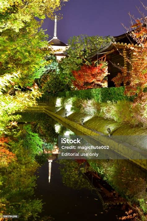 Toji Temple And Autumn Foliage As Illuminated At Night Kyoto Stock ...