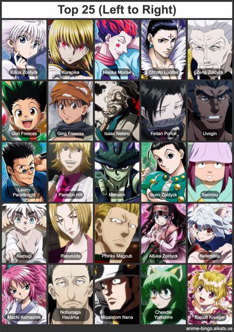 My top 25 favorite characters in order from left to right : r/HunterXHunter