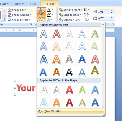 Remove WordArt text : WordArt « WordArt Picture Clip Art Shape « Microsoft Office PowerPoint ...