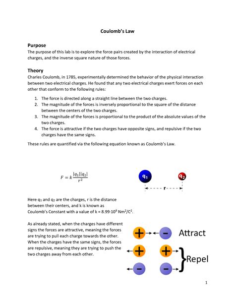 Coulomb s Law lab Done - Coulomb’s Law Purpose The purpose of this lab is to explore the force ...