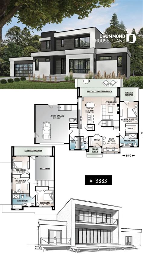 Modern Cubic House Plan | Open Floor Plan, 4 Bedrooms, 2-Car Garage