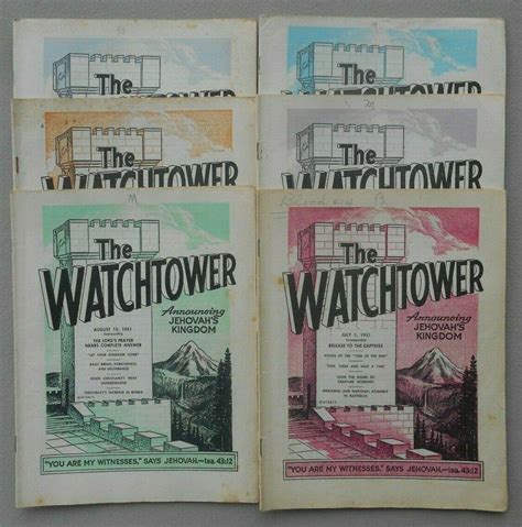 WATCHTOWER "COMPLETE SET MAGAZINES" 1951 SINGLE ISSUES JAN 1st to DEC ...