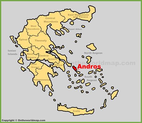 Andros location on the Greece map - Ontheworldmap.com