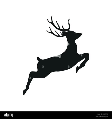 Black silhouette running deer vector hi-res stock photography and images - Alamy