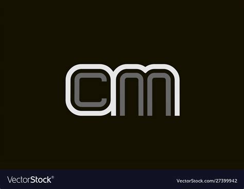 Black and white line cm c m letter logo alphabet Vector Image