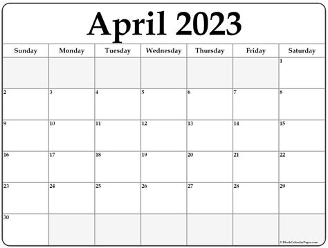 Blank April 2023 Calendar Printable Free - Get Calender 2023 Update